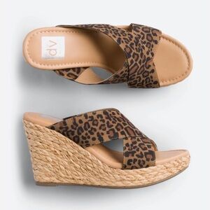 DV Leopard Print Deadra Raffia Slide Wedge